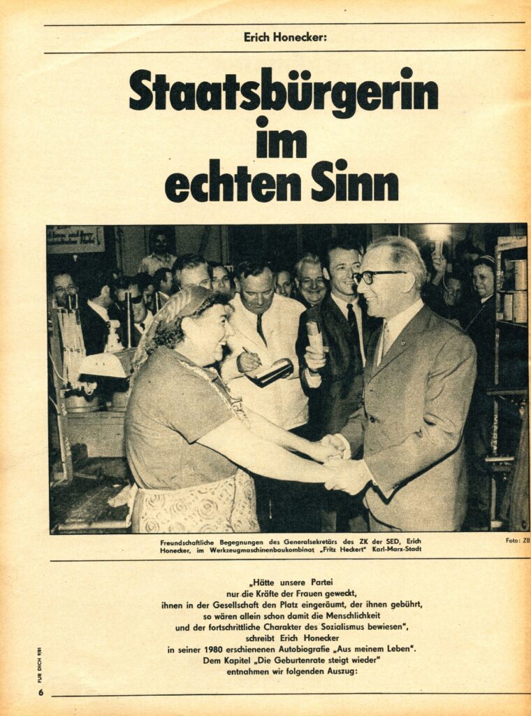 Artikelcover mit Grafik und Titel „Für Dich 09/1981" / Rechte vorbehalten