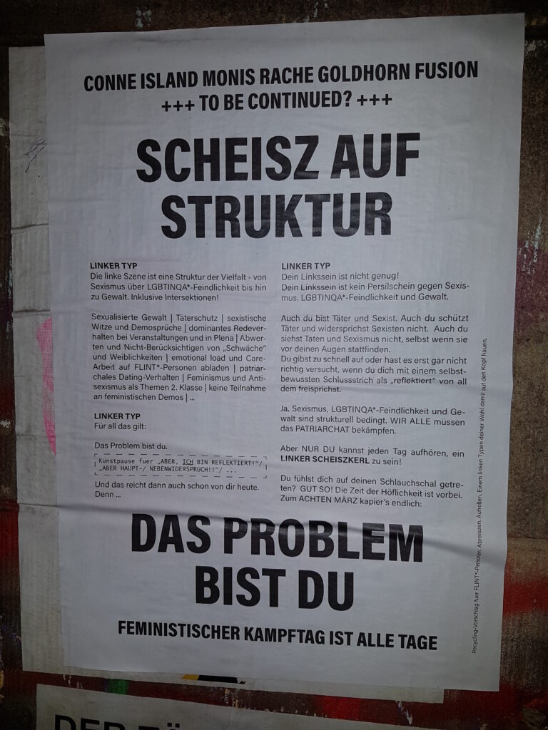 Plakat in Leipzig: Scheisz auf Struktur 2021, Caroline Dalibur (Fotografin), Rechte vorbehalten