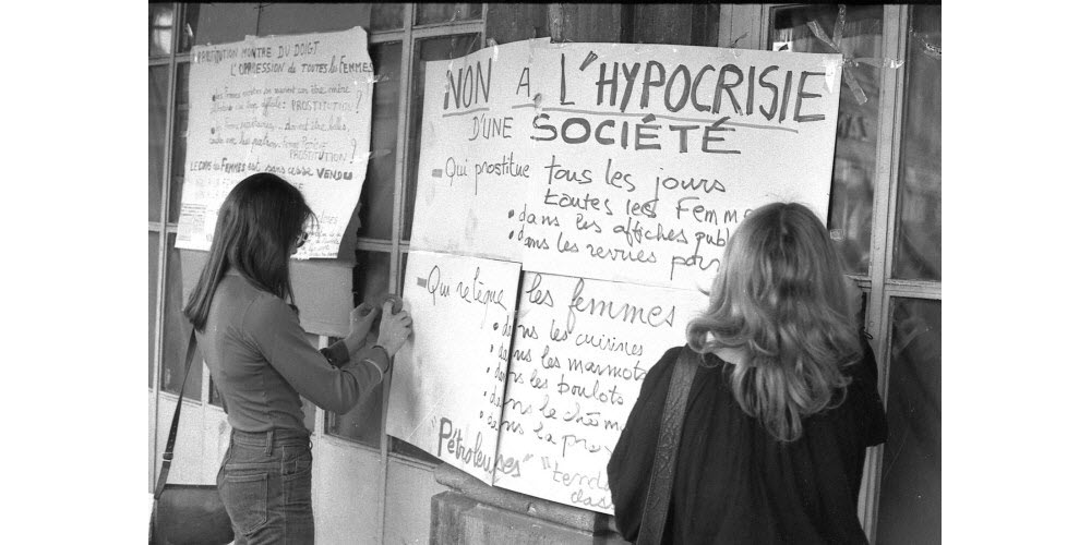 Foto: Progrès/ARCHIV PROGRÈS; „Nein zur Heuchelei in einer Gesellschaft", Protestierende Sexarbeiterinnen in Lyon, 1975.